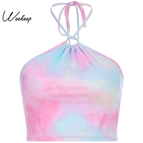 

weekeep cropped halter backless tank women bodycon crop 2019 summer streetwear bralette tank, White