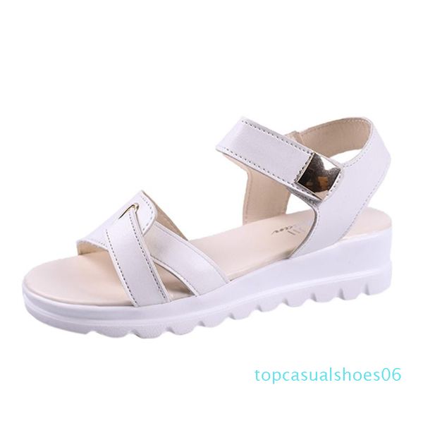 

summer hook&loop platform sandals women wedge high heels shoes non-slip breathable women summer footwear chaussures femme t06, Black