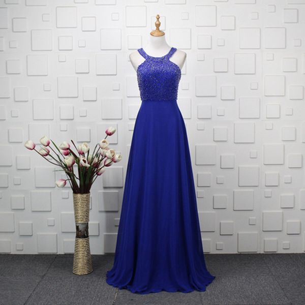 

major beading prom dresses 2020 chiffon long evening gowns royal blue formal party dress robe de soiree, Black