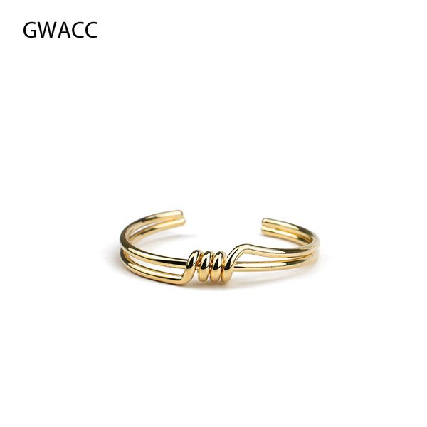 

gwacc double circle knotted bracelet bangle for women spiral shape design gold color metal bracelet vintage fashion jewelry, Black