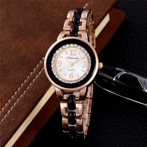 

women's luxury watch diamond full metal stainless steel rose gold bracelet watch jewelry clock jam tangan casual dress watches, Slivery;brown