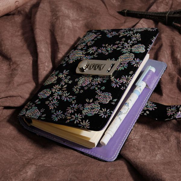 

highend thicken colorful pu cover password lock notebook protection notebook school office supplies write stationery wholesale, Purple;pink
