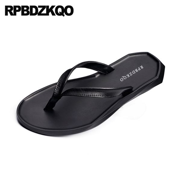

mens sandals 2018 summer outdoor water men slippers leather fashion black flip flop beach waterproof soft shoes slides designer