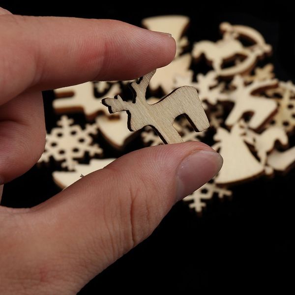 

50pcs wooden embellishments hanging christmas decoration xmas tree pendant home party bauble decoration drop ornaments