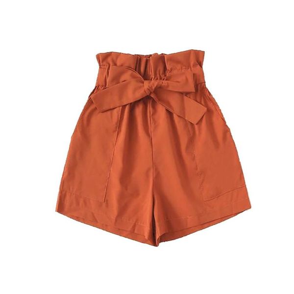 

women shorts loose ladies fashion vintage with belt gift casual summer daily office lady solid high waist soft, White;black