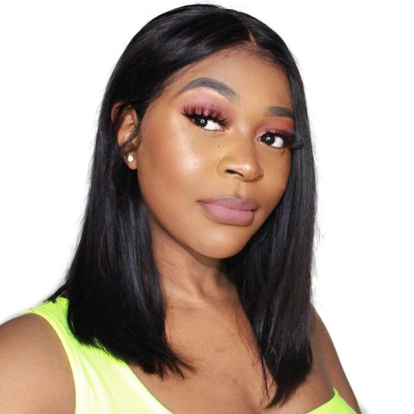 Short Straight Lace Front Human Hair Wigs For Black Women