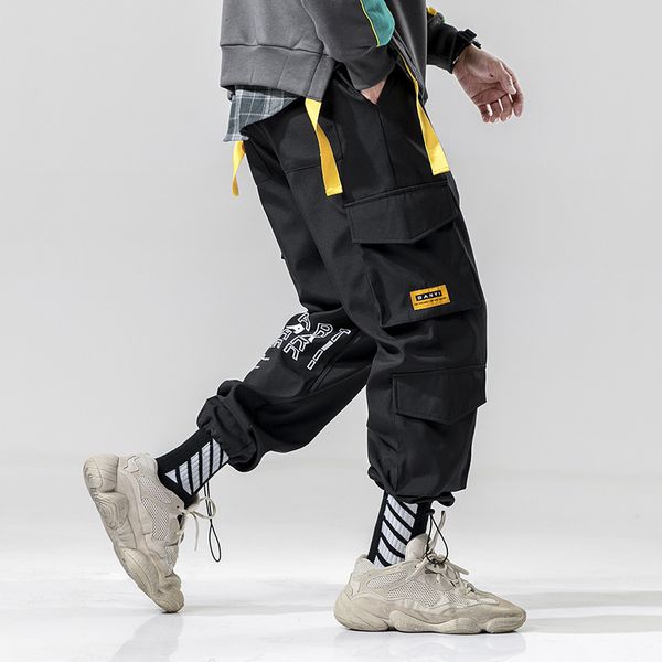 

2019 men's streetwear hip hop joggers pants male women running multi-pocket harem pant casual harajuku sweatpants black wa122