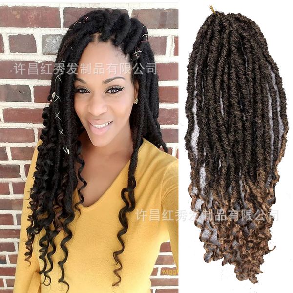 

18 дюймов мягкие природные kanekalon faux locs вязание крючком косы синтетические вьющиеся волосы наращивание богини замки для модных женщин, Black