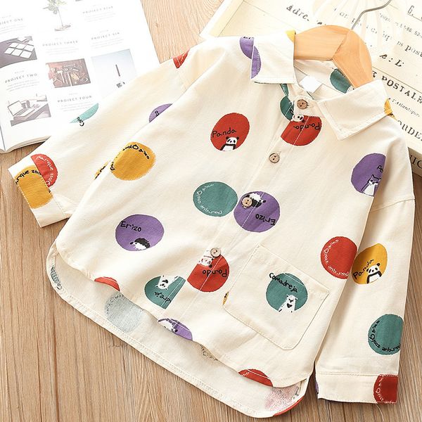 

children baby's shirt autumn western style new style korean-style childrenswear long sleeve color polka dot girls girl's shirt f, White
