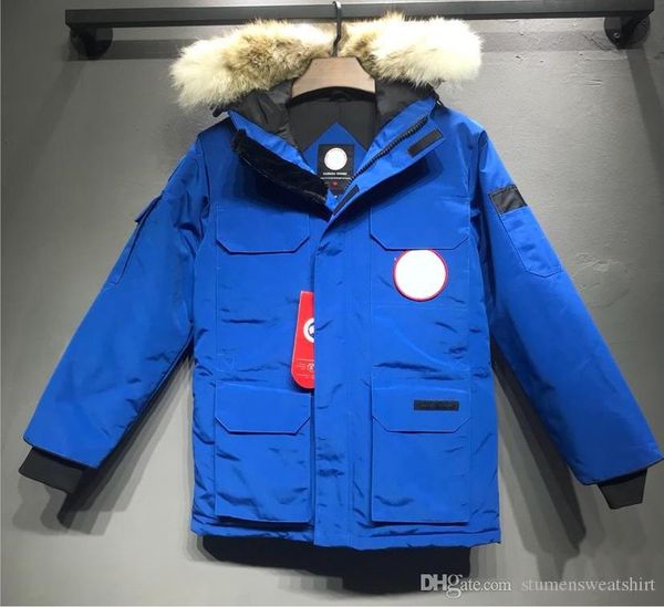 

canada luxury jackets mens goosedown brand designer down jacket simple design warm wolf fur collar jacket breathable comfortable top, Black