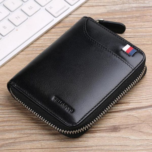 

williampolo men's wallet short holder genuine leather organizer mini multi card case zipper with change coin purse, Red;black