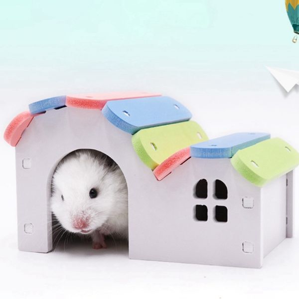 

cute wood hamster house small pets rat mouse hut nest pet sleeping log cabin self assembly small animal supplies