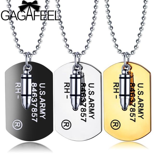 

gagafeel punk customized nameplate double pendant necklace cool engrave name stainless steel tag necklaces, Silver