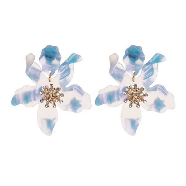 

bohemian acrylic oversize resin big flower dangle statement earrings for women, Golden;silver