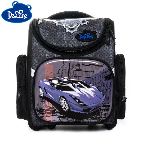 

delune school bag purple car style children school backpacks for boys cartoon backpack book mochila escolar