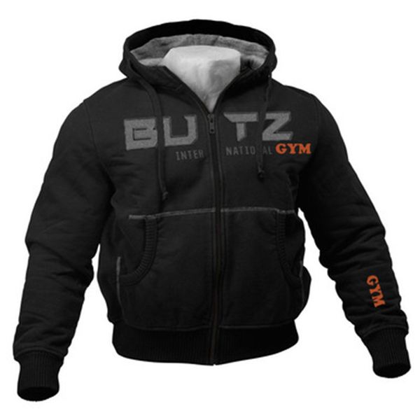 

mens brand designer winter coat butz gym printed casual high street jacket athletic windbreaker male cardigan hoodies size m-2xl, Black
