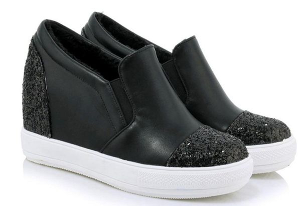 

2019 women's shoes in spring and autumn with new style slope heel thick bottom waterproof table@12369, Black