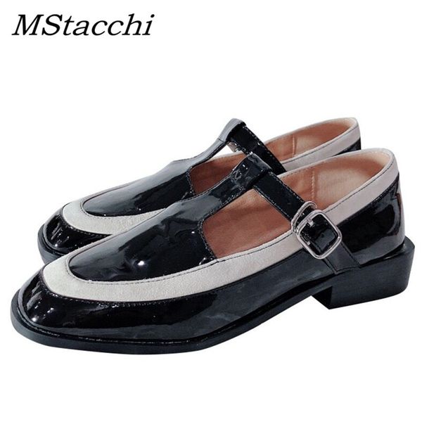 

mstacchi temperament color matching round toe pumps women simple patent leather low heel shoe woman sapato feminino, Black