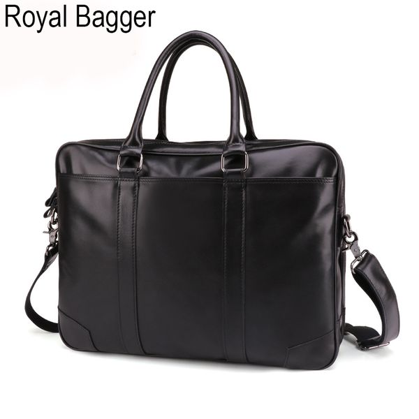 

royal bagger lapbriefcase handbag for men genuine cow leather retro big business shoulder bag casual high capacity outdoor