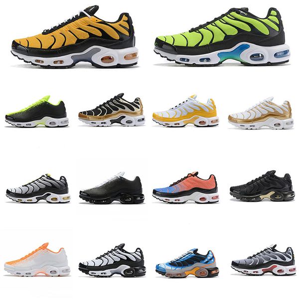 

2019 tn plus mens running shoes gold green triple black yellow outdoor training sports mens runner trainers zapatos sneakers 40-46