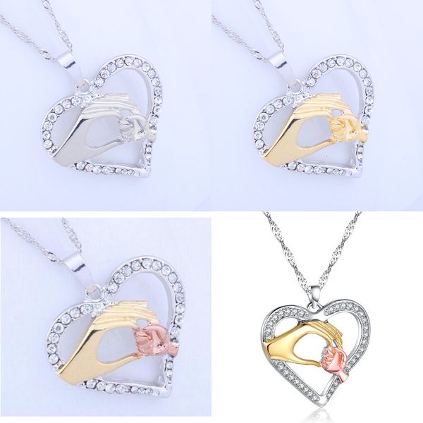 

hand heart stone necklace pendeloque cut mother's day chain necklace sterling silver pendant necklaces jesus pendant
