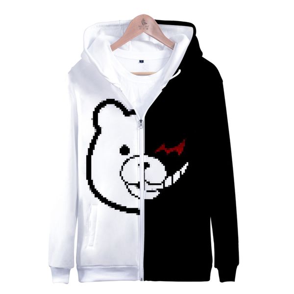 

monokuma hoodies sweatshirt autumn and winter zipper hoodies sweatshirt leisure print novelty luxury harajuku, Black