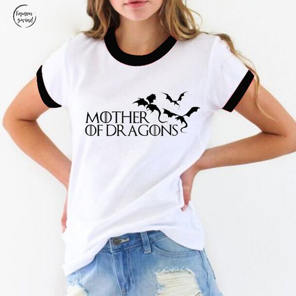 

горячая холодная тенниска женщины игра престолов tee femme матери драконов t рубашка с коротким рукавом 2019 o шеи tops, White