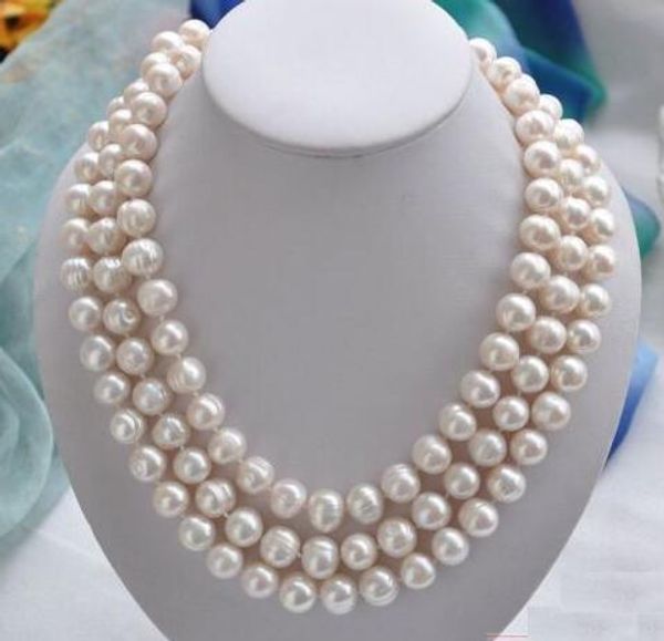 

50 inches large 11-13mm south sea baroque white pearl necklace 925 silver brooch