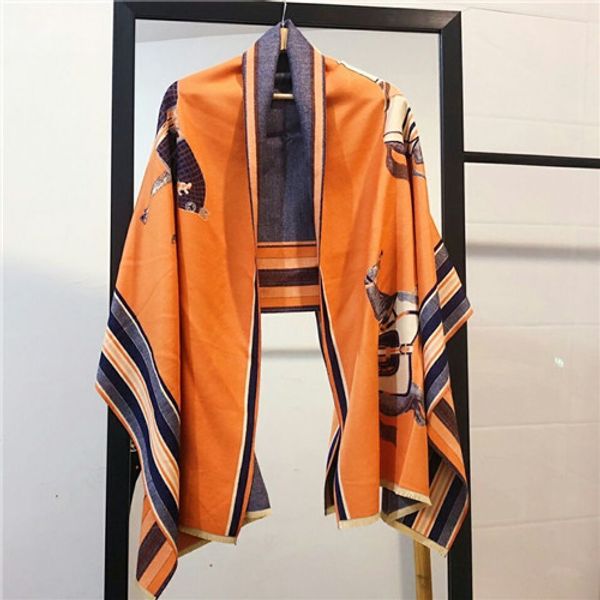 

100% cashmere scarf high-end cashmere l scarf classic brand large plaid print fashion scarf for men and women252, Blue;gray