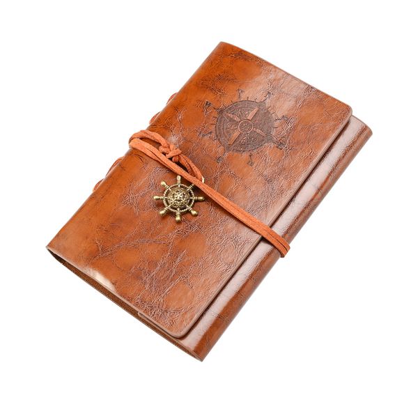 

retro vintage pirate anchor pu cover loose-leaf string bound blank notebook notepad travel journal diary jotter gift