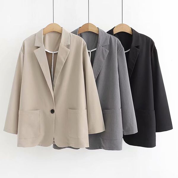 

fashion women's casual suits grey loose one button spring thin blazer female long-sleeved small suit l475, White;black