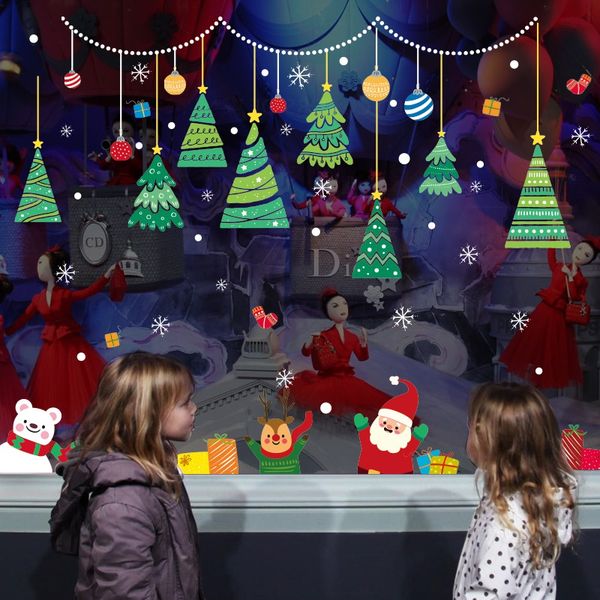 

пвх christmas theme design мультфильм декоративных наклейки самоклеющегося съемное стекло окно дисплей наклейка только кожура и пряник