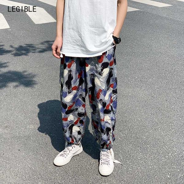 

2020 summer printing loose casual pants men japanese streetwear joggers men pants hip hop sweatpants male trousers, Black