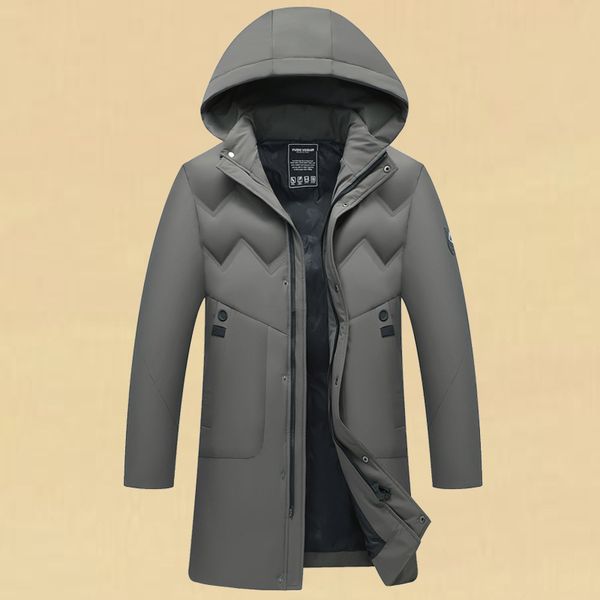 

men's down & parkas mens winter jacket casual business hooded long fashion outwear warm clothes thicken doudoune homme -5xl, Black
