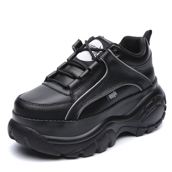 

swoncon genuine leather sneakers white shoes woman casual shoes 2020 new female chunky high heel sneakers for woman black shoes y200424