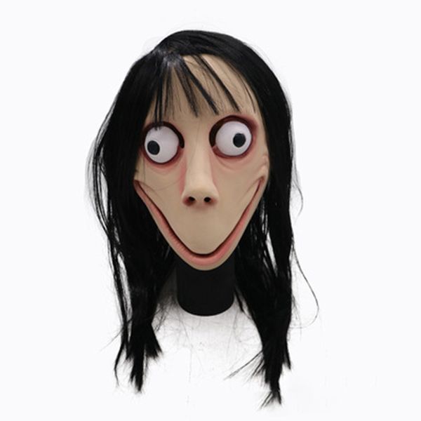 

halloween party mask for full face mask game momo scary tern halloween female ghost wig cosplay party mask hh9-2435