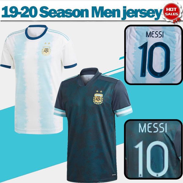 

2020 argentina soccer jerseys home #10 messi soccer shirt 19/20 copa amÃ©rica away #9 aguero #21 dybala #22 lautaro football uniforms, Black;yellow