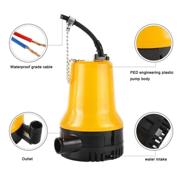 

12v 50w 4500l/h submersible water pump clean clear dirty pool pond flood tool for draining swimming pools