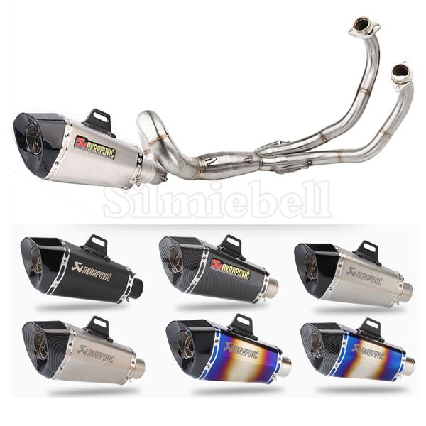 

motorcycle exhaust modified scooter slip-on akrapovic exhaust front mid pipe full system for yamaha mt07 mt 07 fz07 fz 07 xsr700