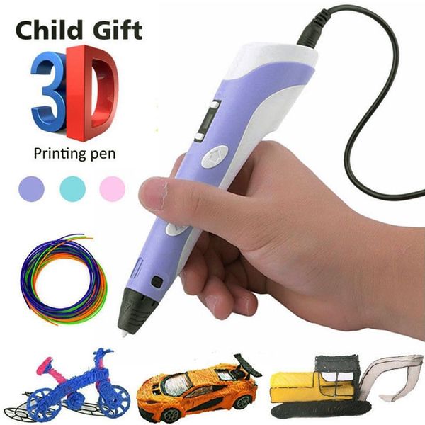 

diy 3d printer pen abs pla filament smart 3d drawing pens led display printing pen creative toy gift for kids design drawing, Black;red