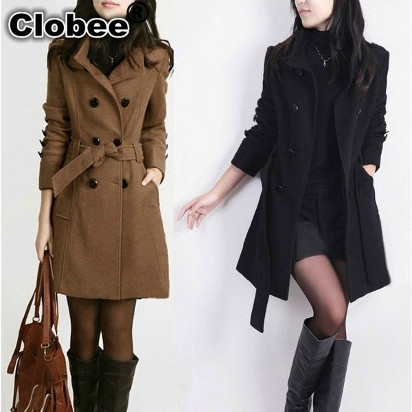 

large size m-4xl 2019 big formal autumn winter cashmere coat female big was thin long woolen coat especially women overcoat, Black