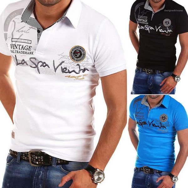 

short sleeved lapel neck pullover sweaters fashion men tees letter printed mens designer tshirts summer casual slim sample, White;black