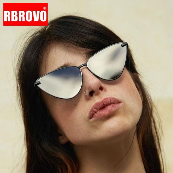 

rbrovo 2020 ocean cat eye sunglasses women brand designer candy color vintage triangle sun glasses outdoor goggles, White;black