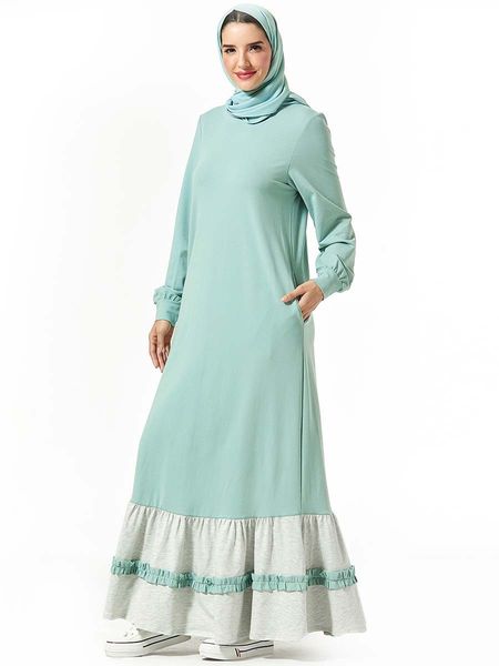 

mc209322 комфортабельный арабский шить контрастный цвет длинный (без головного платка) мусульманские женщины abaya robe musulmane muslimanam, Red