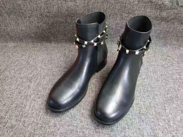 

international brand designer luxury fashion ladies new ~ 40 u802 black leather motorcycle short boots flat shoes ankle boots 002