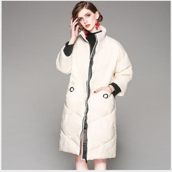 

women down coat 2018 new winter loose long section white duck down parka female outwear casual thickening warm coat, Black
