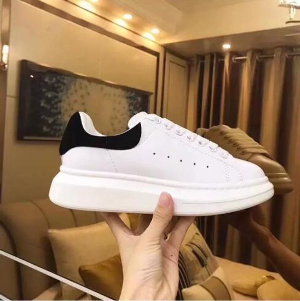 

2019 luxury designer men women sneakers fashion white leather platform shoes flat casual party wedding shoes with box, Black
