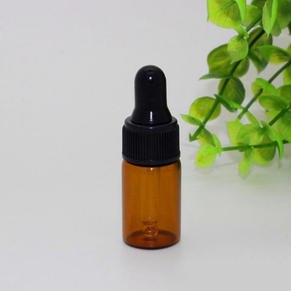 

wholesale 2000pcs/lot 3ml amber mini glass tube vials with pure glass dropper cap small essential oil dropper bottles