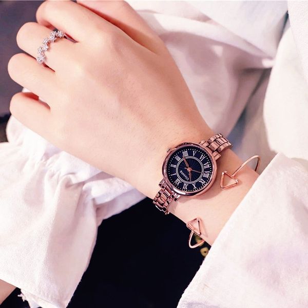 

casual retro style women dress watch simple small bracelet watches full of stainless steel case clock elegant lady, Slivery;brown