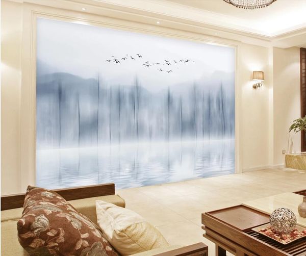 Китайский стиль абстрактных лес отражение телевизор фон обои стена для стен 3 d для гостиной